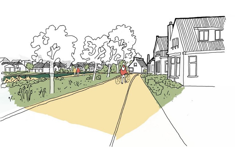 Schets beeld vanaf Winsumerdiep