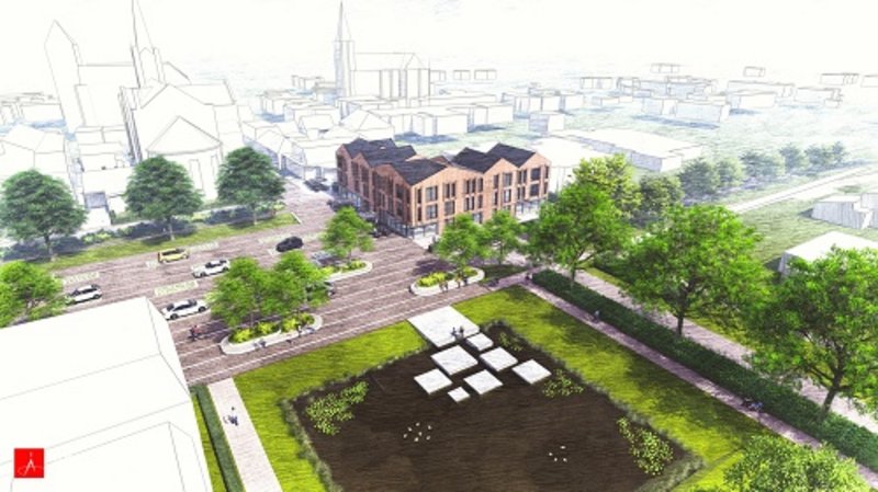 Ruimte voor activiteiten en parkeren op het plein Plein met ruimte voor activiteiten en parkeren op het plein